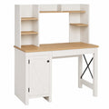 Escritorio Blanco y Madera con Estantes y Puerta MDF