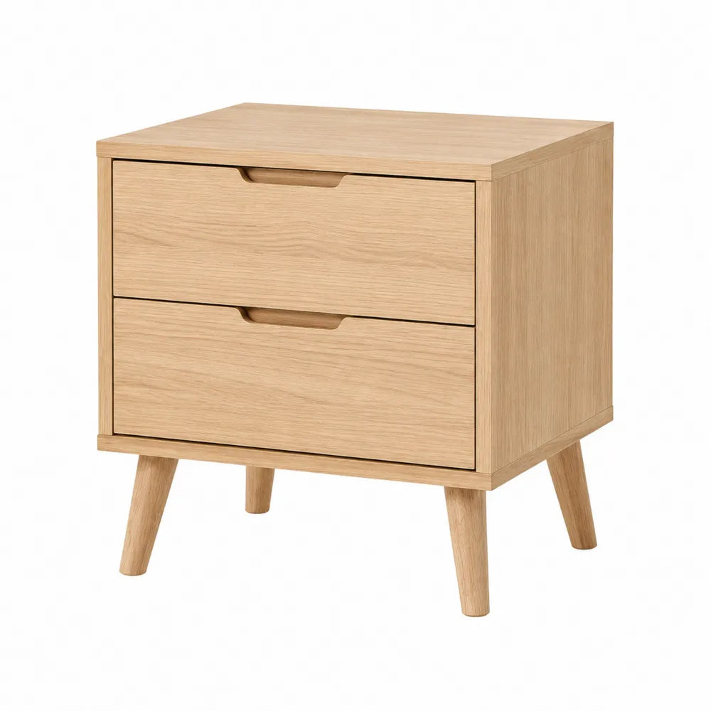 Mesita de Noche de Madera con 2 Cajones Roble Claro