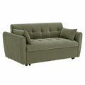 Sofá cama de 2 plazas en tela de pana verde con cojines, 190x95x85 cm