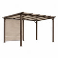 Pérgola de metal con techo de policarbonato 300x400 cm marrón