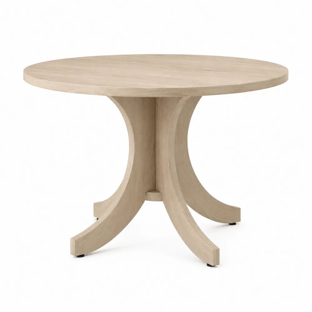 Mesa redonda de madera chapada clara de 120 cm