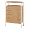 Cómoda de madera con 4 cajones y estructura de metal blanco