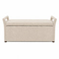 Banco de salón poliéster bouclé crema con almacenamiento 120x40x50 cm