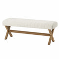 Banco de madera con tapizado de poliéster beige 120x45x40cm