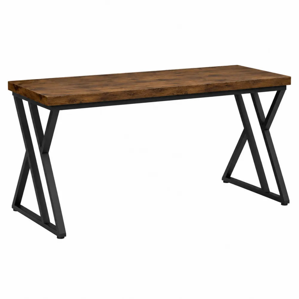Escritorio de madera con patas metálicas en X 120x60x75 cm