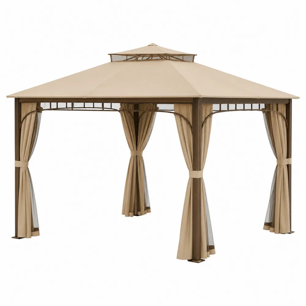 Pérgola de Aluminio y Poliéster Beige 3x3m