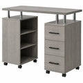 Escritorio de MDF gris con ruedas y cajonera 120x60x75 cm