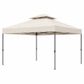 Pabellón plegable de acero y poliéster beige 3x3m