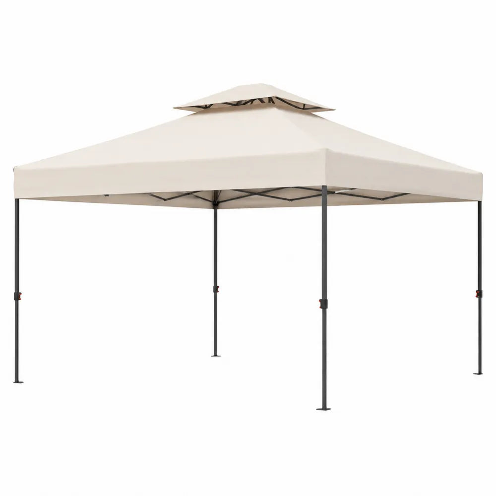 Pabellón plegable de acero y poliéster beige 3x3m