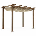 Pérgola de madera con toldo de poliéster 3x4 m