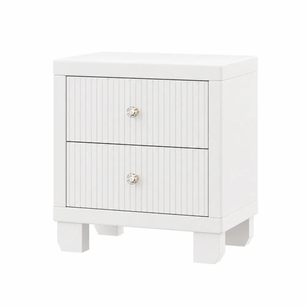 Mesita de noche blanca de madera con 2 cajones 50x40x60 cm