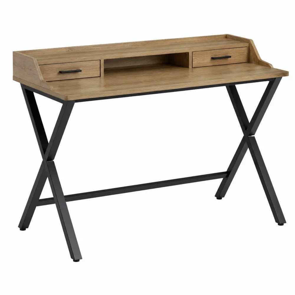 Escritorio de madera y metal negro 120x60x90 cm