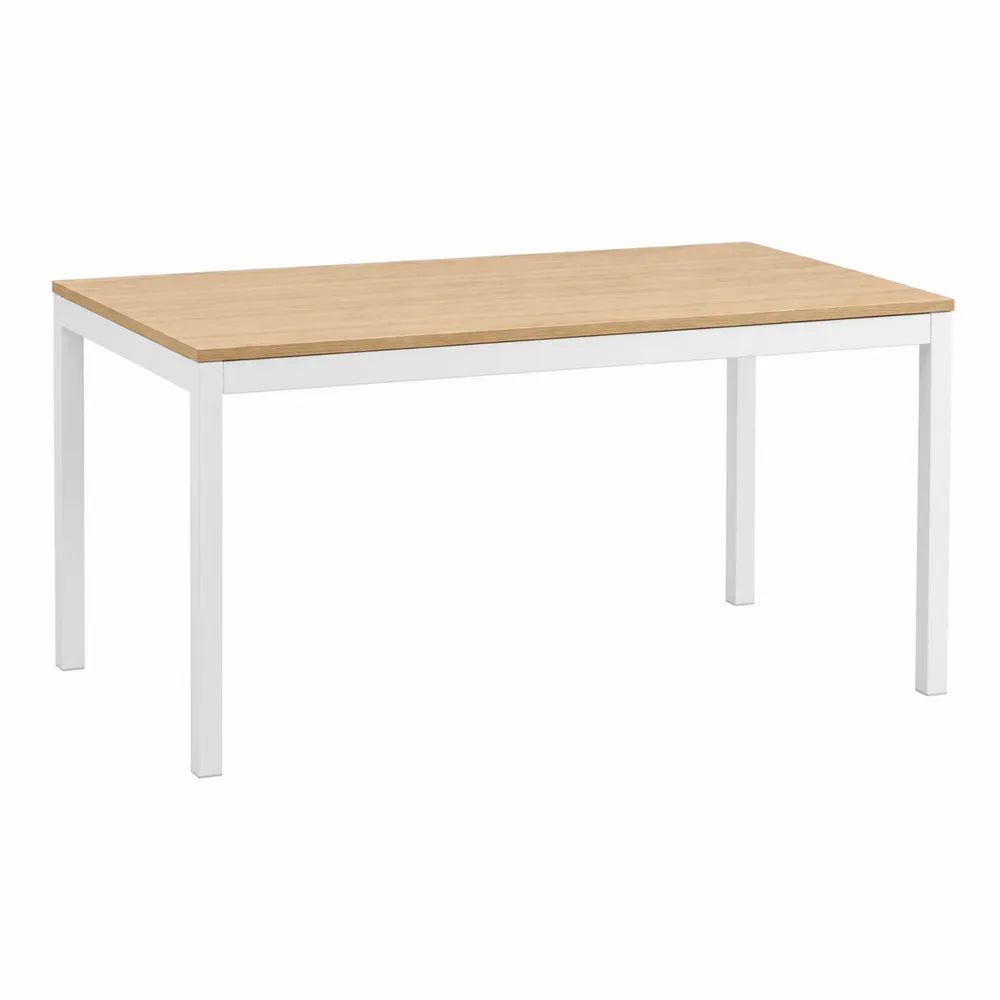 Mesa rectangular de MDF y acero blanco 150x80x75 cm