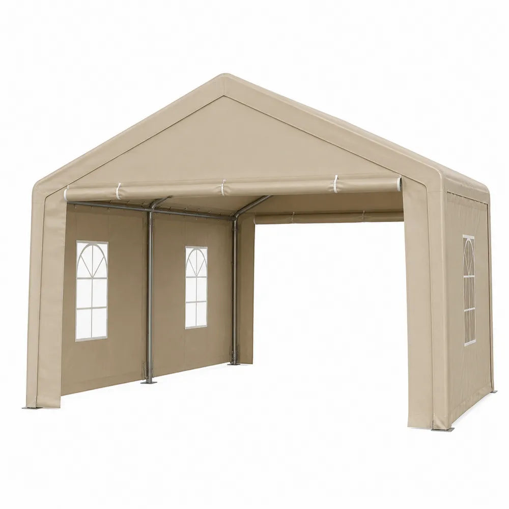 Carpa Gazebo de Lona de Poliéster y Estructura de Acero 600x300x280 cm Beige
